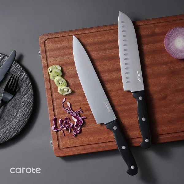 Carote 14 Pcs Knife Set with Wooden Block Stainless Steel Knives with Ergonomic Handle, Forged - Image 5