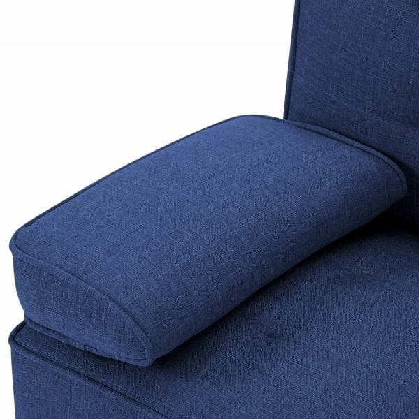 BSHTI Futon Convertible Sleeper Sofa Bed,With 3-Position Adjustable Backrest,Upholstered in Polyester Fabric,a Side Storage Pocket,Twin-Size Sleeper Sofa,Navy Blue - Image 2