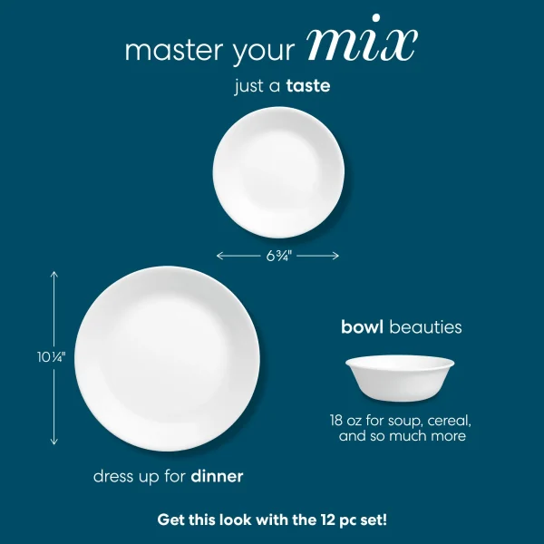 Corelle®- Winter Frost White, Round 12-Piece Dinnerware Set - Image 5