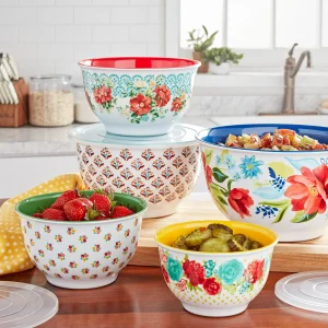 The Pioneer Woman Melamine Mixing Bowl Set, 10 Piece Set, Spring Bouquet