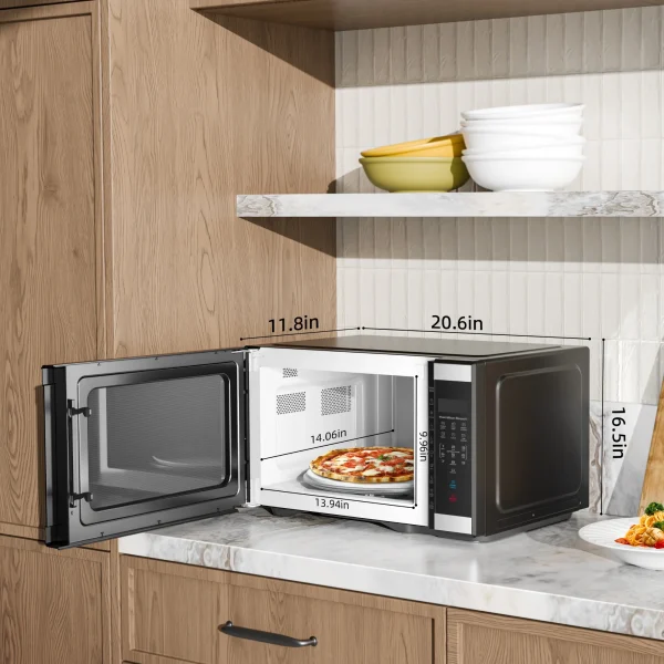Hamilton Beach 1.1 Cu ft Countertop Microwave Oven, White and Stainless Steel - Image 5