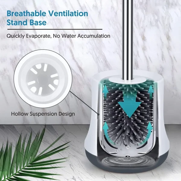 SUGARDAY Toilet Bowl Brush Cleaner and Caddy Holder Set Toilet Scrubber for Bathroom 1 Pack - Image 6