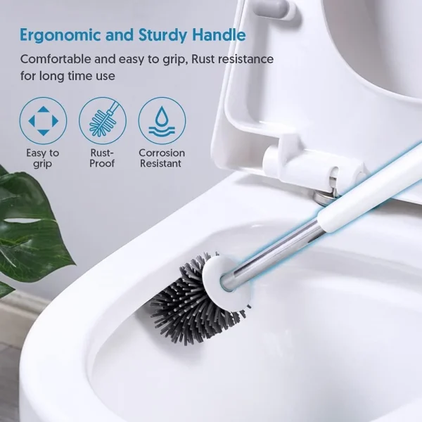 SUGARDAY Toilet Bowl Brush Cleaner and Caddy Holder Set Toilet Scrubber for Bathroom 1 Pack - Image 4