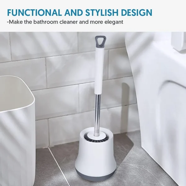 SUGARDAY Toilet Bowl Brush Cleaner and Caddy Holder Set Toilet Scrubber for Bathroom 1 Pack - Image 3