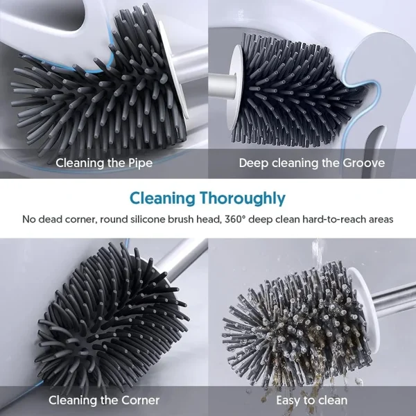 SUGARDAY Toilet Bowl Brush Cleaner and Caddy Holder Set Toilet Scrubber for Bathroom 1 Pack - Image 2