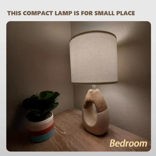 Oneach 19" White Boho Table Lamp for Living Room Bedroom Modern Resin Bedside Nightstand Lamps Set of 2 for Office Study Rattan Light - Image 5