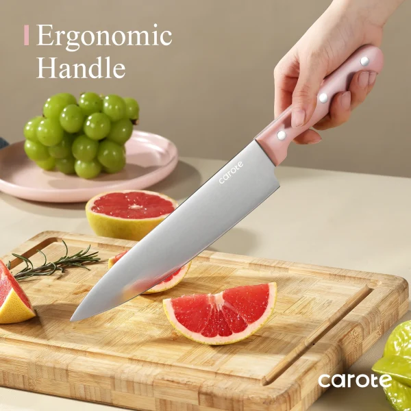 Carote 14 Pcs Knife Set with Wooden Block Stainless Steel Knives with Ergonomic Handle, Forged - Image 3