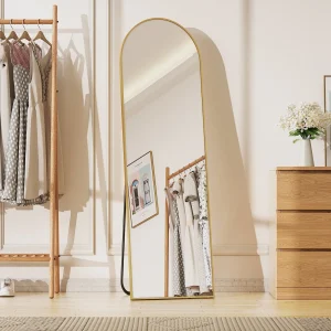BEAUTYPEAK 59"x 16" Full Length Mirror Arched Standing Floor Mirror Full Body Mirror, Black