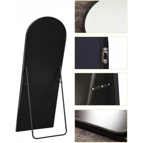 BEAUTYPEAK 59"x 16" Full Length Mirror Arched Standing Floor Mirror Full Body Mirror, Black - Image 6