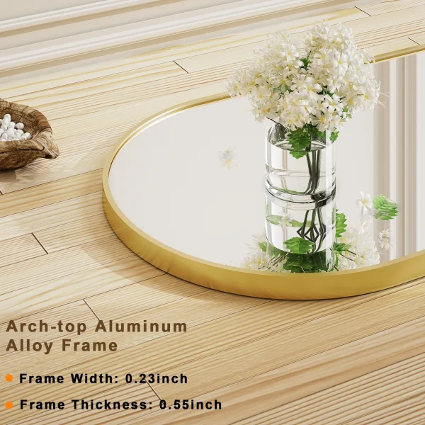 BEAUTYPEAK 59"x 16" Full Length Mirror Arched Standing Floor Mirror Full Body Mirror, Black - Image 3