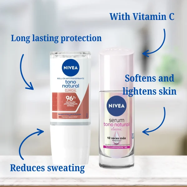 Nivea Extra Whitening 40ml /Natural Tone 50ml, 96 Hour and 48 Hour Combo Antiperspirant Roll On - Image 3