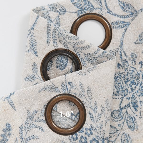 Curtainking Floral Curtains Linen Farmhouse Curtains for Living Room 84 inch Country Curtains Grommet Top Semi Sheer Curtains Light Filtering 2 Panels Black on Beige - Image 2