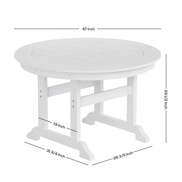 WestinTrends Malibu 5 Piece Adirondack Patio Dining Set, All Weather Poly Lumber Outdoor Table and Chairs Furniture Set, 47" Trestle Round Dining Table and 4 Adirondack Dining Chair, Navy Blue - Image 5