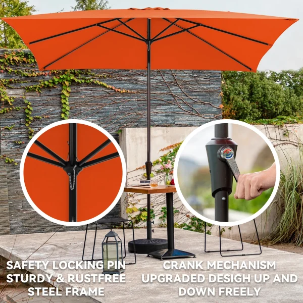 JUSTLET 8 x 10 ft Outdoor Rectangular Patio Market Umbrella - Image 3