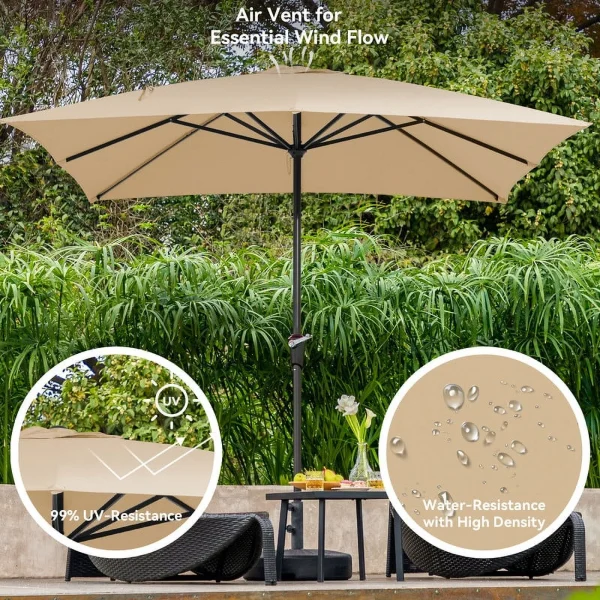 JUSTLET 8 x 10 ft Outdoor Rectangular Patio Market Umbrella - Image 6